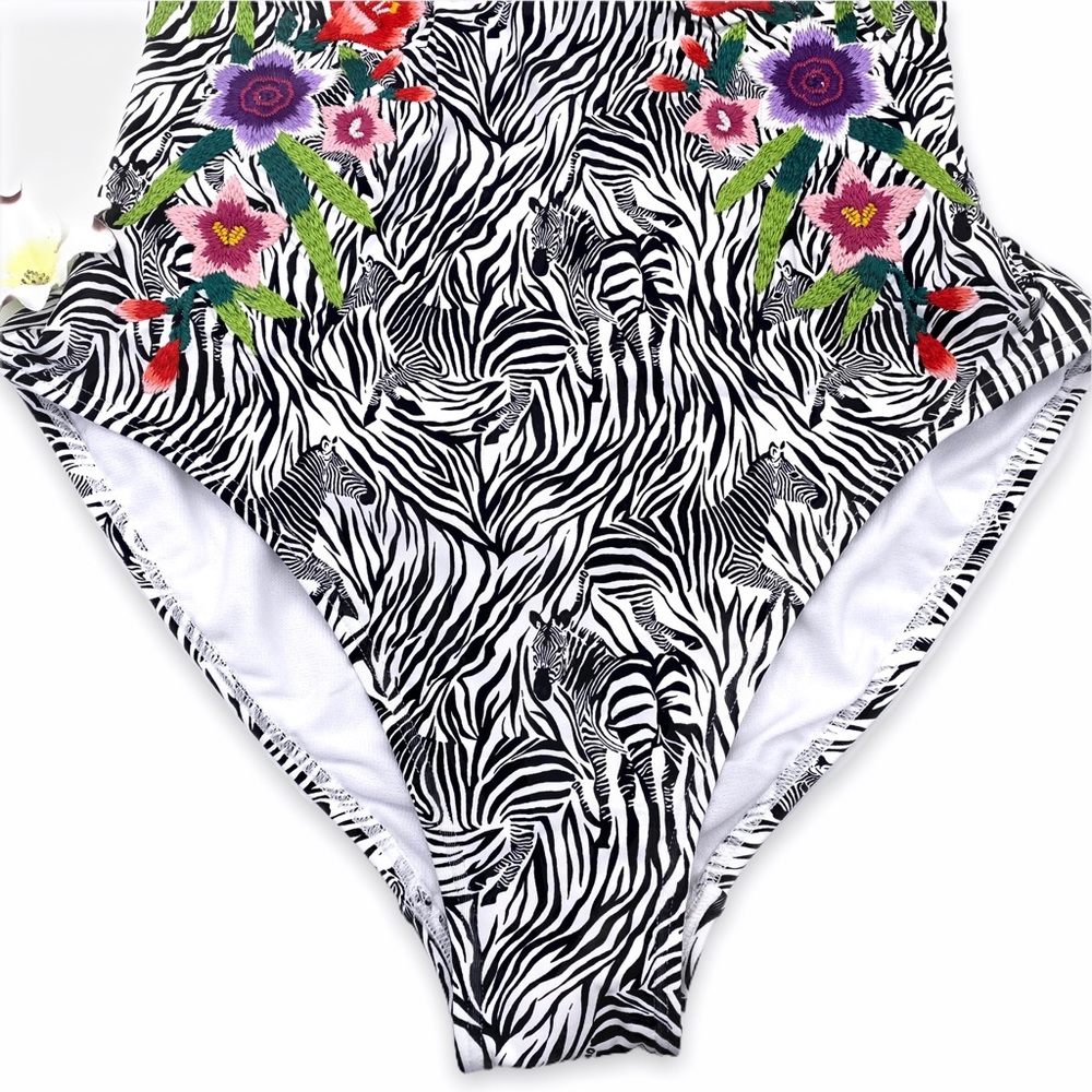 NWT Johnny Was Spring Halter One Piece Swim Suit, M - Picture 7 of 15